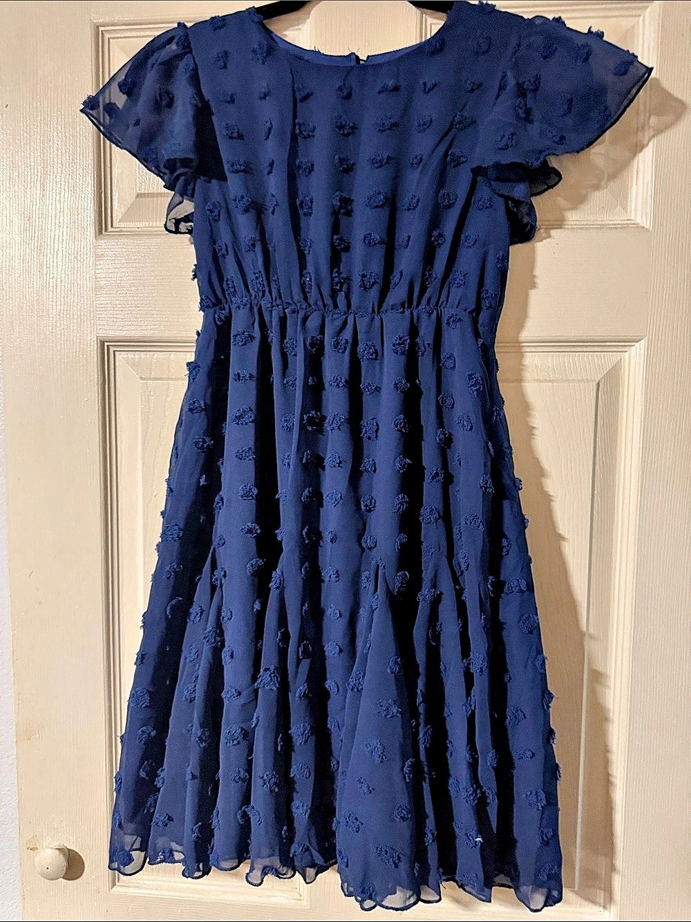 Milly Blue Flutter Sleeve Midi Dress NWT